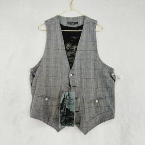 NEW Quiet Royalty Compere Men's Gray Plaid Cotton Vest P5034